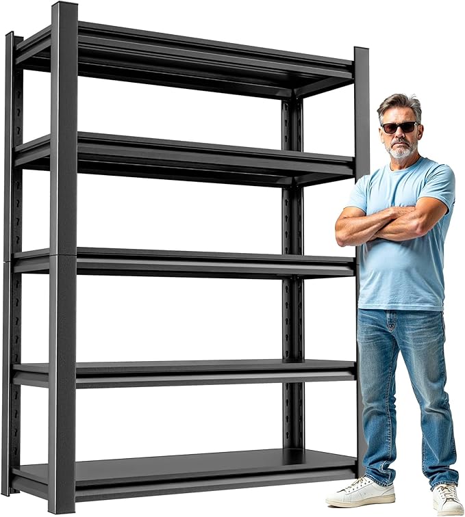Storage Shelves Garage Shelving Heavy Duty - 72''H Garage Shelves Adjustable 5 Tier Metal Shelving Unit Storage Rack Shelving Industrial Utility Shelf 16" D x36 W x78 H（5 pcs）