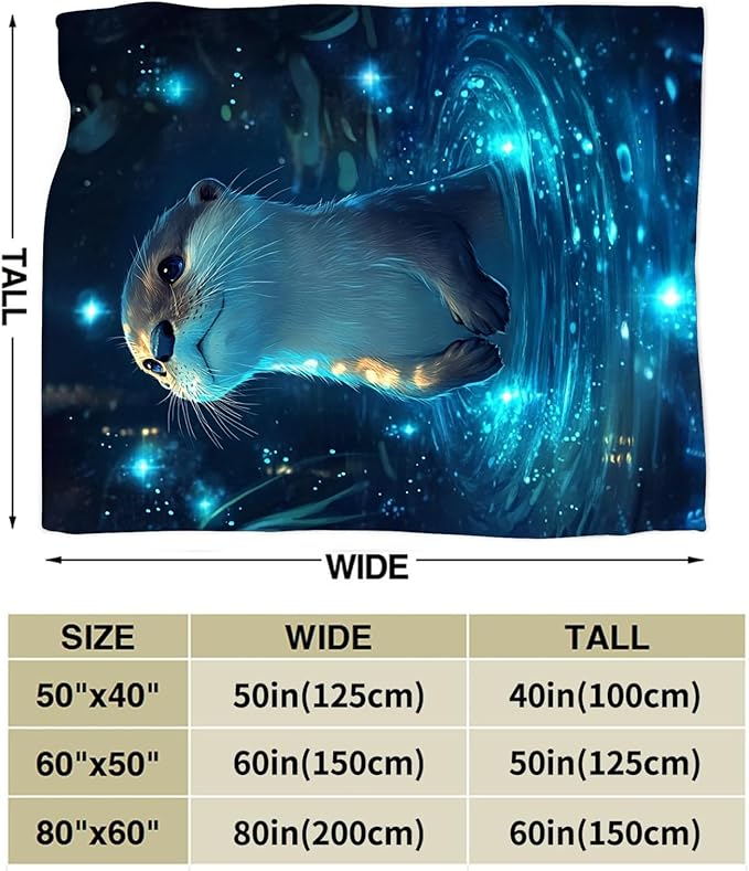 Otter Blanket, Sea Otter Throw Blanket, Teal Gifts Blankets Stuff Fleece Flannel Plush for Girls Women Men Boys Lovers Adults Soft Bedding Gift for Sofa Bed Office Home Decor 40"X50"