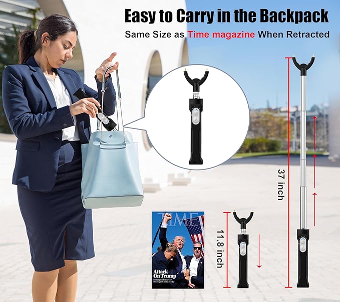 Cattle Prod Rechargeable with Led Light, Waterproof Cattle Prod for Dogs, Retractable Cattle Prod Self Defense, Lightweight Dog Cattle Prod Livestock, Cow Prod, Electric Cattle Prod, 37 Inch, Black