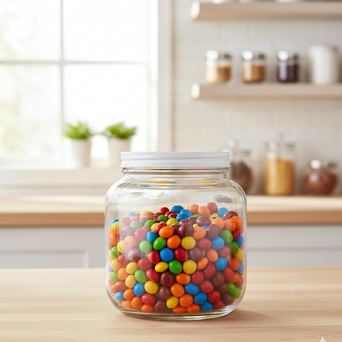 Half Gallon Glass Large Mason Jar Wide Mouth with Airtight Metal Lid - 1/2 Gallon (64oz) Capacity - Pickling, Storing and Canning- BPA-Free Dishwasher Safe- By Kitchentoolz - Made in USA