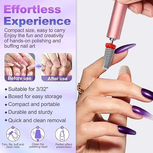 Fantexy 3/32" Carbide Nail Drill Bit - Remove Acrylic Hard Gels Quickly and Safely, 5-in-1 Tungsten Carbide Nail Drill Bit for Nail Art,Manicure,Pedicure,Gel,Cuticle Clean(Fine - F)
