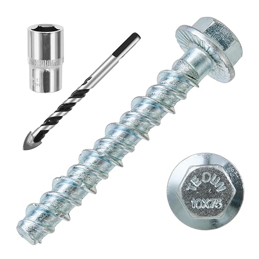 1/4 x 2 25pcs Concrete Screws, Nickel Plated Concrete Screw Drill Bit Set for Anchoring Masonry, Brick or Concrete Block (25pcs)