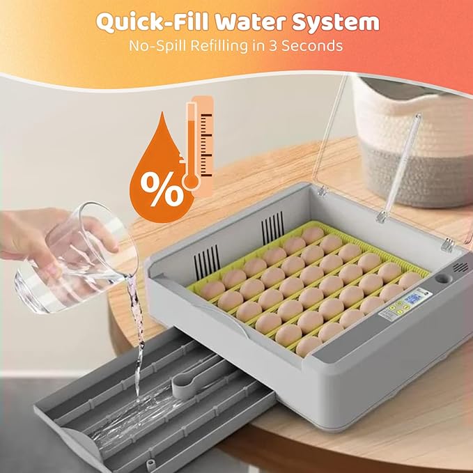 36 Eggs Incubator for Hatching Chicks with Automatic Turner Temperature & Humidity Control, Multifunctional Ultra-Clear Panoramic View with Hatch Days & Egg Candler for Chicken, Duck, Goose, Bird