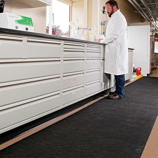 PIG Grippy Floor Mat | Industrial Entrance Mat with Adhesive Backing | 4' x 100' Mat Runner | Black | GRP48200-BK
