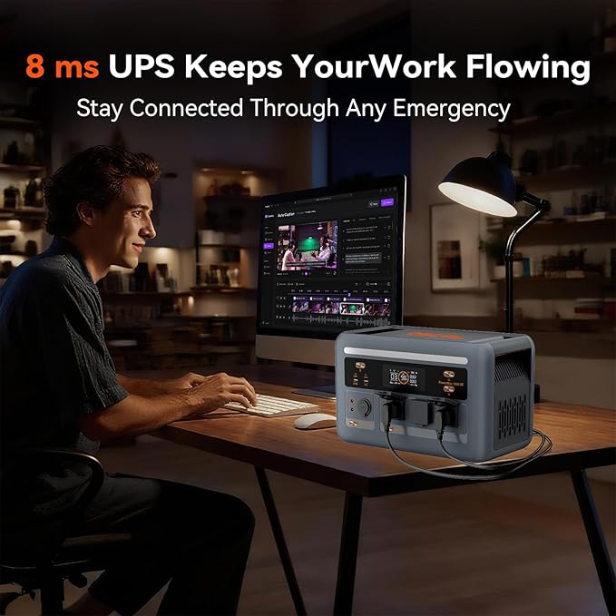 OSCAL PowerMax 1800SE Portable Power Station, 1024Wh LiFePO4 Battery, 1800W AC (3600W Surge)/100W USB-C Output,Solar Generator(Solar Panel Optional) for Camping, RV, Home Backup Power