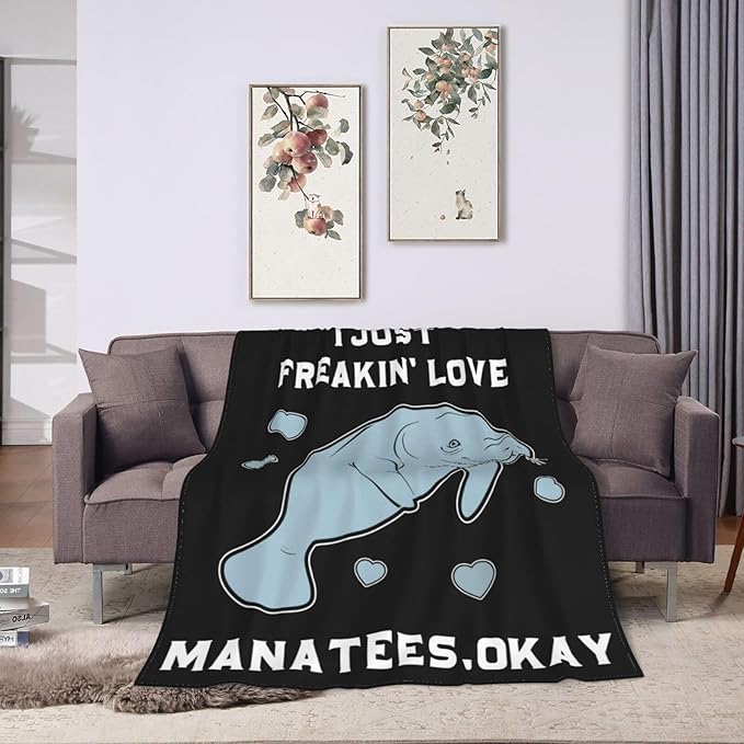 Manatee Blanket Super Cozy Soft Manatee Throw Blanket for Women Men Warm Plush Fluffy Manatees Stuff Fleece Flannel Gifts Blankets for Kids Adults 80"X60"