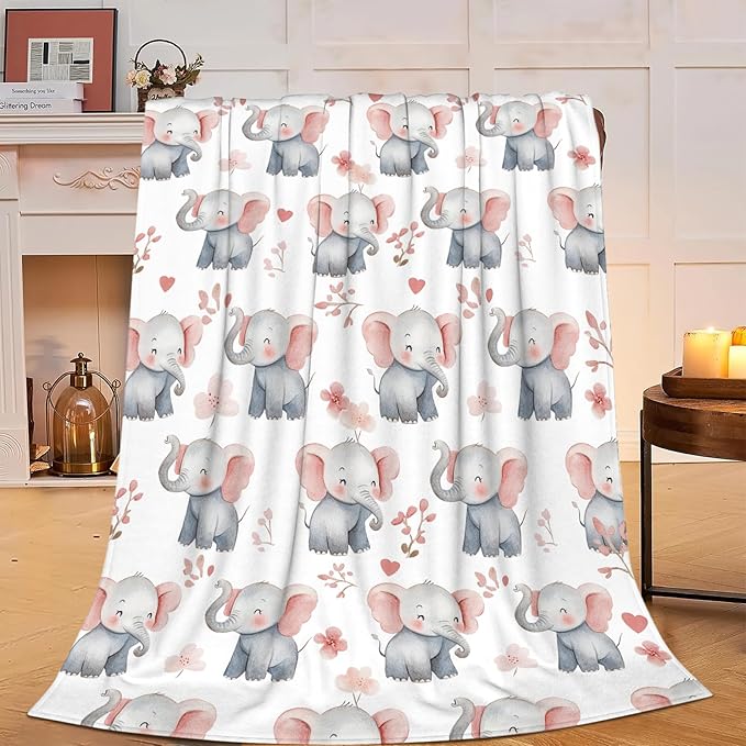 Elephant Super Cozy Soft Animal Throw Blanket - Warm Plush Fluffy Stuff Gifts for Women Girls - Fleece Flannel Gift for Kids Adults 60"X50"