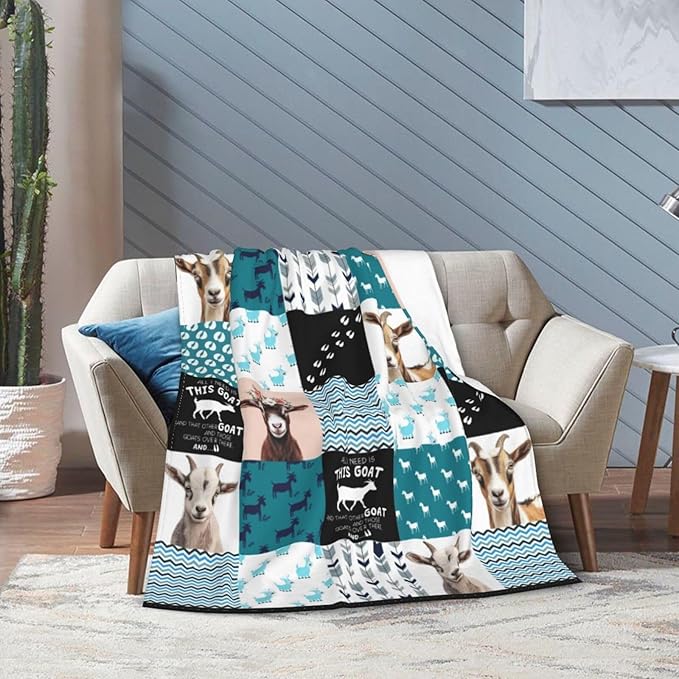 Super Soft Warm Goat Animal Throw Blanket - Cozy Plush Fluffy Sheep Lightweight Fleece Flannel Gifts for Women, Girls, Kids & Adults - 80"X60"