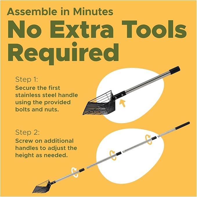 Chicken Poop Scooper for Sand, ¼" Slotted Fine Sifter & Durable Chicken Litter Scoop, Sifting Shovel, Coop Pooper Scooper, Metal Sand Sifter Shovel for Poultry Litter, 2-in-1 Poop Scoop and Rake Tool