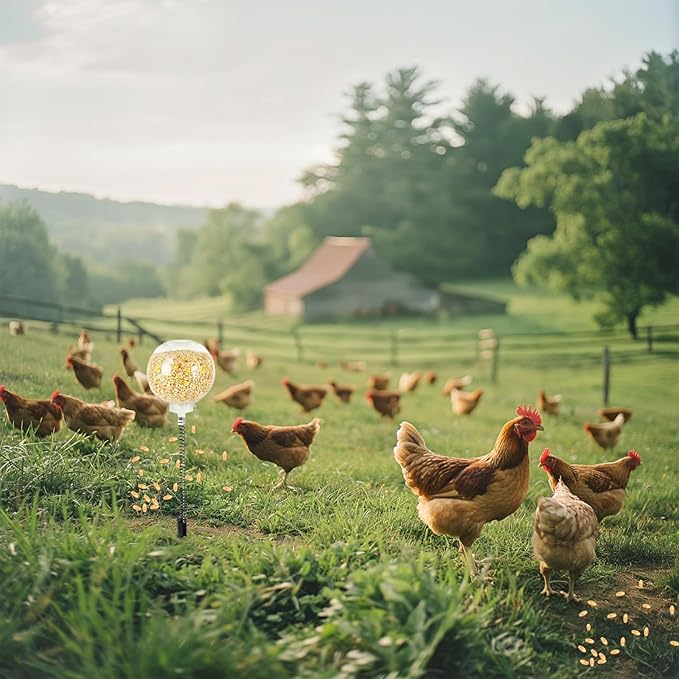 2PCS Chicken Peck Toys Poultry Enrichment Swing & Slow Feeder Chicken Treat Dispenser for Hens Ducks Birds and Parrots Transparent Coop Toys for Fun & Feeding