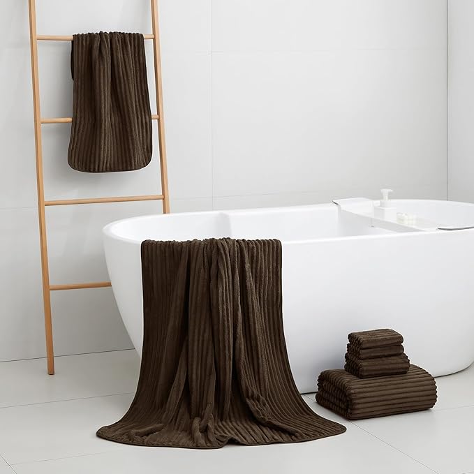 Oversized Bath Sheets 40x80 Inches Extra Large Bath Towels for Adults Super Soft Quick Dry Highly Absobent Microfiber Shower Towels for Bathroom, Pool, Gym, Yoga Towel (Brown, 2Piece)