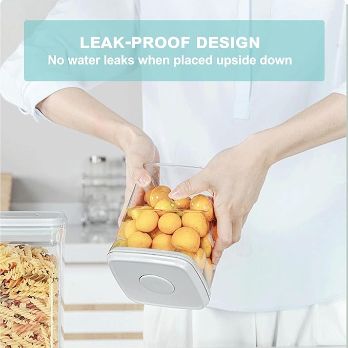 Pop Containers with Lids - Stackable Airtight Food Storage, Kitchen Pantry Storage Containers for Snacks Candy Salt Herbs Spices BPA-Free (0.5qt +1.2qt +1.8qt)*2