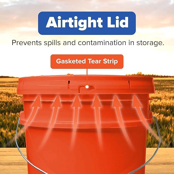 ePackageSupply 5 Gallon Bucket with Airtight Lid | Made in USA | Food Grade | Heavy-Duty Premium HPDE Plastic | Durable 90 Mil All Purpose Pail | Easy Stack and Store | BPA Free | 6 Count