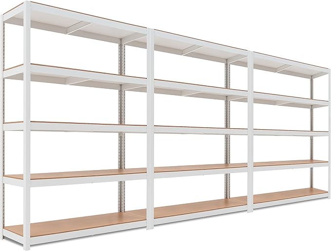 HOMEDANT House 5 Tier Laminated Metal Shelving Unit Adjustable Storage Utility Rack Heavy Duty Shelves Organization Multipurpose Shelf Kitchen Garage Pantry Closet (3, (L) 48.1" W, White)