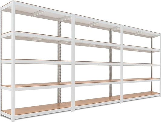 HOMEDANT House 5 Tier Laminated Metal Shelving Unit Adjustable Storage Utility Rack Heavy Duty Shelves Organization Multipurpose Shelf Kitchen Garage Pantry Closet (3, (L) 48.1" W, White)
