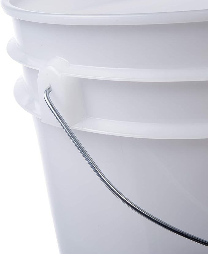 Consolidated Plastics 3.5 Gallon Natural Food Grade Buckets + 6 Gamma Seal Lids, BPA Free Container Storage, Durable HDPE Pails, Made in USA (6 Pack)