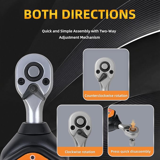 1/4-Inch Drive Digital Torque Wrench,22.12 Ft.l bs/0.9-30Nm, Adjustable Electronic Torque Wrench Set with ±2% Accuracy, Buzzer and LED Flash Notification