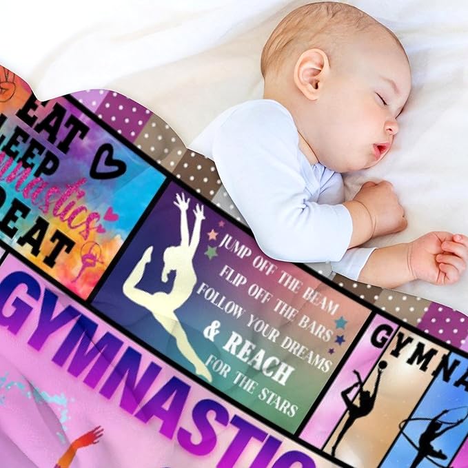 Gymnastics Throw Blanket Plush Fleece Soft Lightweight Flannel Fleece Blankets Decor for Couch Sofa Living Room Bedding 50"X40"