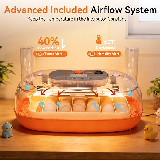 Incubators for Hatching Eggs, 24 Egg Incubator, Automatic Egg Turner with Humidity Control & Digital Temperature, Hatch Day, Auto Water Refill, 360°Viewing for Chicken, Duck, Quail, Duck, Goose