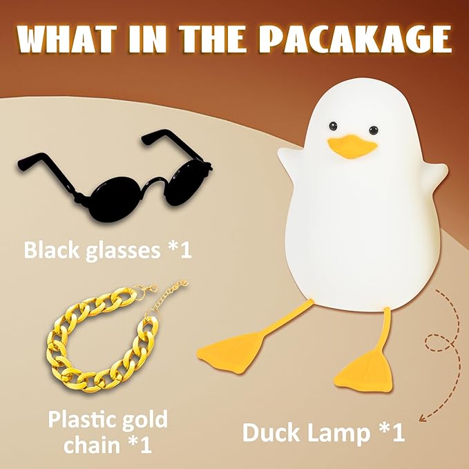 Duck Night Light, Silicone Duck Lamp, Cute Bedside Duck Goose Funny Nightlight with Dimmer and Timer for Room Decor, Duck Gifts for Girls,Boys, Women, Little One-Hip Hop Duck