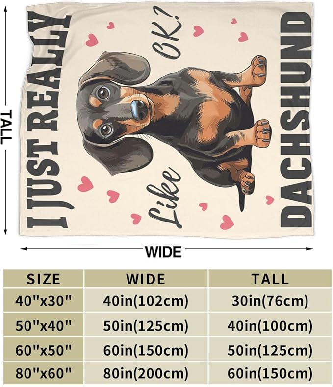 Dachshund Blanket, Soft Plush Fleece Weiner Dog Animal Throw Blanket - Cozy Warm Stuffed Blankets Bedding Dachshund Gifts for Women Girls Kids Adults 50"X60"