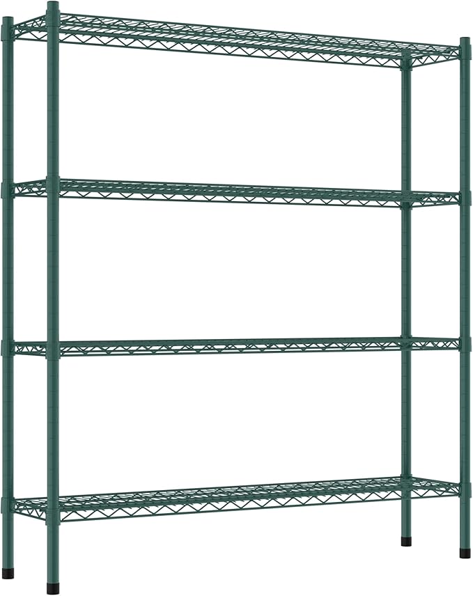 Commercial NSF Listed Green Epoxy Stationary Wire Shelving Kit 12" x 48" x 54", with 4 Shelves Perfect for Warehouse, Walk-in Refrigerator, Freezer, Grocery Store, Restaurant, Dishroom