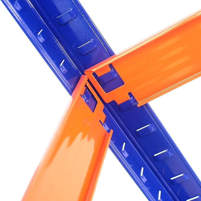 Heavy Duty Storage Shelving Unit, 5-Tier Metal Rack, Blue and Orange Iron Frame, 70.8x35.4x15.7 Inches, Multipurpose Organization for Garage, Kitchen, Office