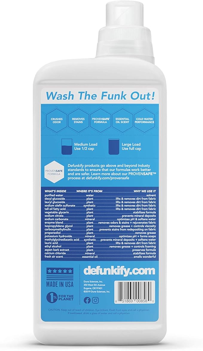 Laundry Detergent 124 Load. Crisp, Clean 'Fresh Air' Essential Oil Liquid Laundry Detergent Washing Soap for Sensitive Skin. ProvenSafe™ Cleaning Supply w/Odor & Stain Remover for Outdoor Gear