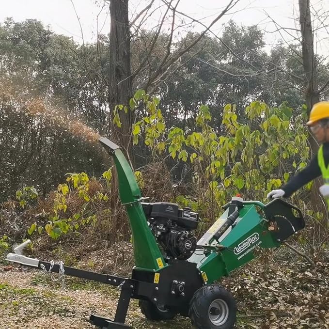 420cc 14HP 6-Inch Wood Chipper Shredder Mulcher E-Start Gas Powered B&S Engine EPA Certified with Towbar/Emergency Stop Button (B&S Engine, Electric Start)