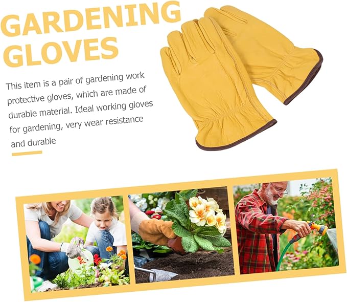 GANAZONO Puncture Resistant Cowhide Garden Gloves for Men Women Work Gloves for Pruning Farm Outdoor Use Non-slip