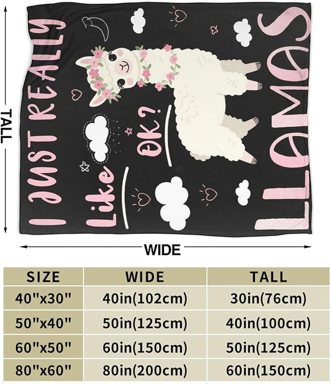 Cute Llamas Blanket, Soft Plush Alpaca Fleece Animal Throw Blanket - Cozy Warm Stuffed Blankets Bedding Llamas Gifts for Women Girls Kids Adults 40"X50"