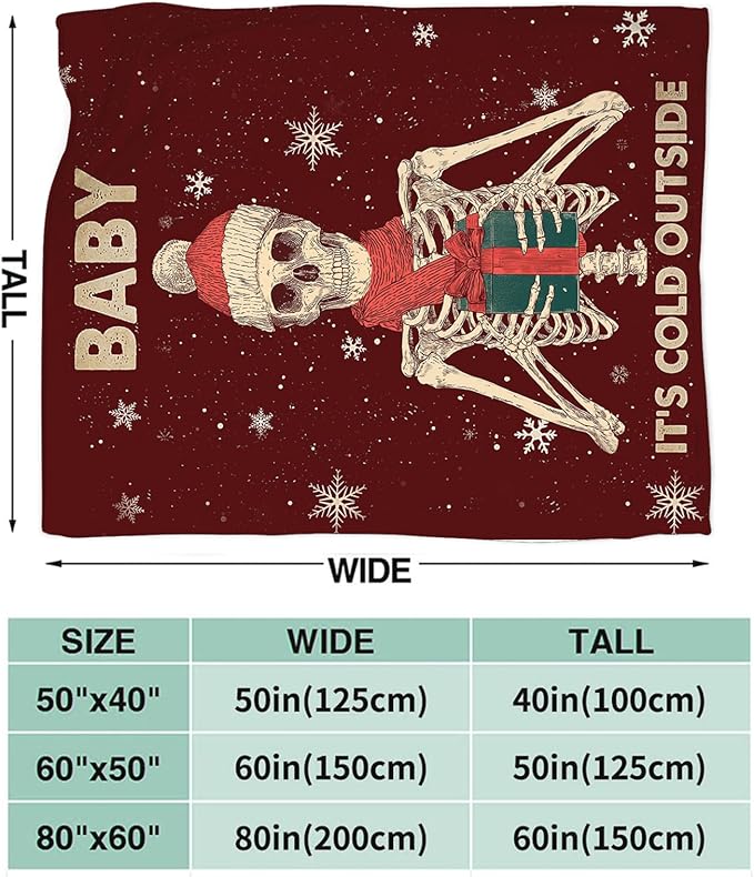 Dynova Christmas Skeleton Blanket Cozy Plush Halloween Skull Throw Blankets Fuzzy Flannel Fleece Decor Gifts for Girls Boys Women Men 80"X60"