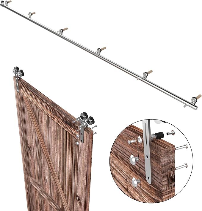 TSMST 11FT Sliding Barn Door Hardware Kit, Stainless Steel Heavy Duty Sturdy Barn Door Track for Single Wood Door, Slide Smoothly Quietly (Y Style)