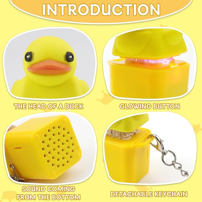 2pcs Duck Quacking Fidget Toys Keychain, Ducky Caps Keychains Squeaky, Clicker Sensory Keychains, Finger Fidget Clicker with Light & Sound, Ducky Caps Keychain, Fun & Portable Anxiety Relief Toy