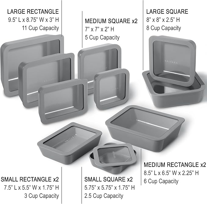 Ceramic Coated Glass Food Storage Containers | No PTFE, PFOA, PFAS, and BPA | Reusable Non Toxic Meal Prep Containers with Glass Lids | Easy To Store | 10 Piece Set [Smoke]