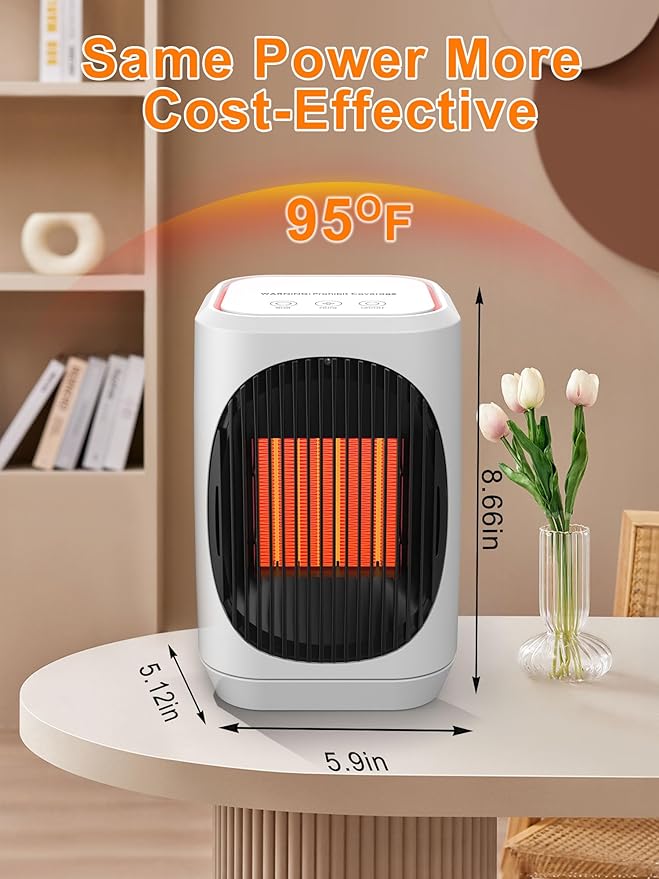 iFTY Small Space Heater for Indoor Use, Portable Electric Heaters with 3 Modes, 70° Oscillation, Remote Control, Overheating Protection, 1500W PTC Ceramic Fast Safety Heating For Bedroom Office Desk