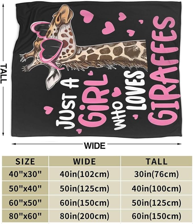Giraffe Blanket Super Cozy Soft Giraffe Throw Blanket Warm Plush Fluffy Just a Girl Who Loves Giraffes Lightweight Fleece Flannel Gifts Blankets for Kids Adults 50"X40"