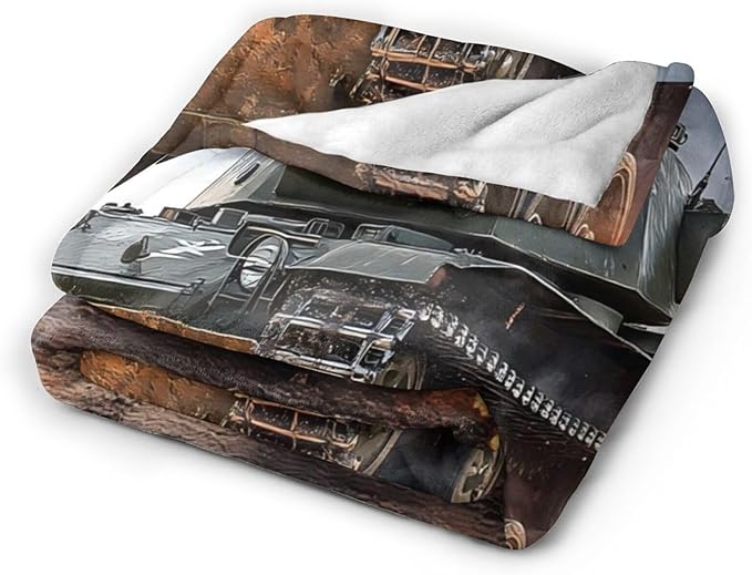 Tijuboni Military Tank Throw Blanket Army Gifts for Boys Men Girls Women Kids Adults Soft Flannel Fleece Blanket for Couch Sofa Bed Home Decor 40"x50"