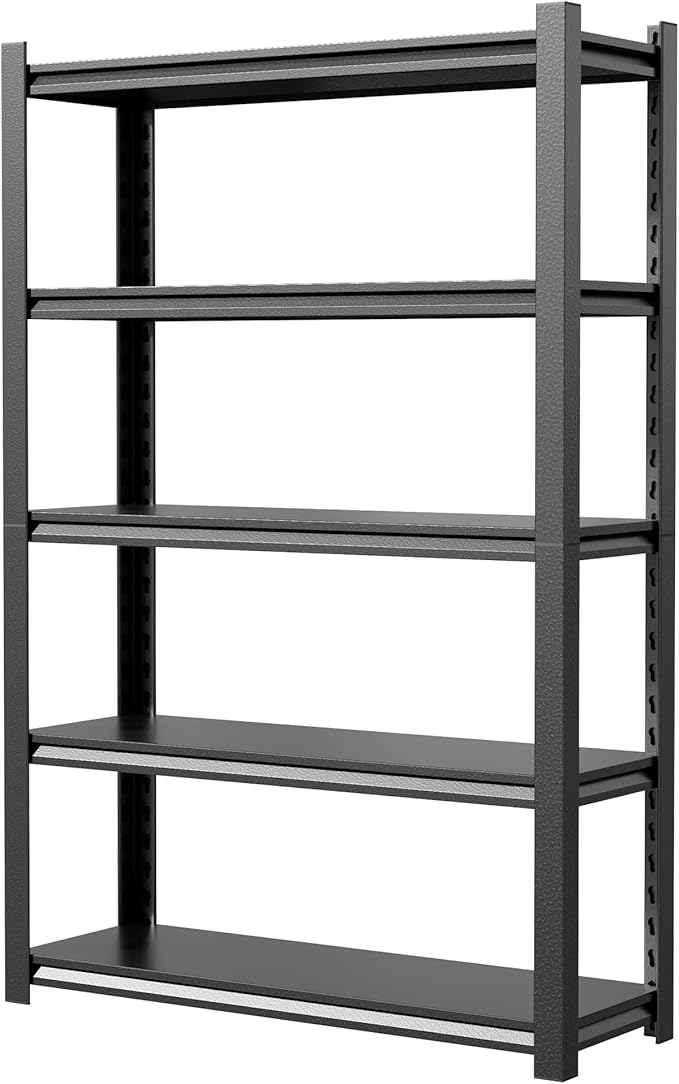 48" W Storage Shelves 2500LBS Garage Shelving Heavy Duty 5 Tier Adjustable Shelving Unit Metal Storage Rack for Basement, Pantry, Kitchen, Warehouse 19.7" D x 47.2" W x 72" H