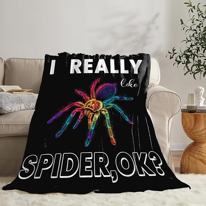 Spider Blanket Gifts for Girls Women Halloween Spider Throw Blankets Cozy Plush Fleece Flannel Fuzzy for Boys Men Decor 60"X50"