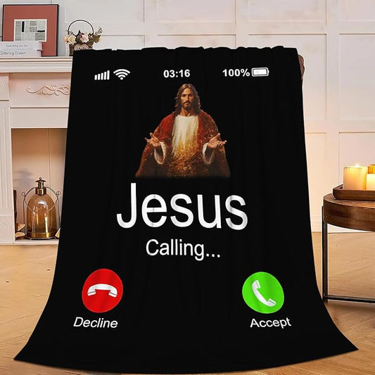 Jesus Blanket Christian Throw Blanket Soft Warm Cozy Fuzzy Plush Religious Throw Blanket Gifts for Girls Women Jesus Stuff Lightweight Fleece Flannel Gift Blankets for Kids Adults 50"X60"