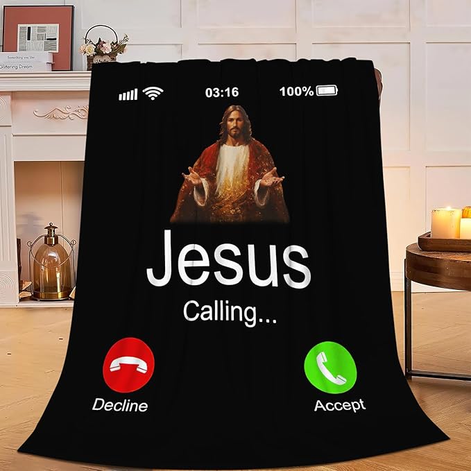 Jesus Blanket Christian Throw Blanket Soft Warm Cozy Fuzzy Plush Religious Throw Blanket Gifts for Girls Women Jesus Stuff Lightweight Fleece Flannel Gift Blankets for Kids Adults 60"X80"