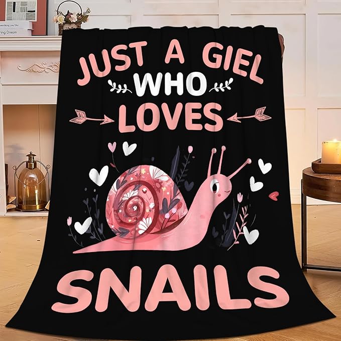 Snails Blanket Gifts for Girls Women Snail Stuff Throw Blankets Cozy Plush Fleece Flannel Fuzzy for Bed Decor 60"X50"