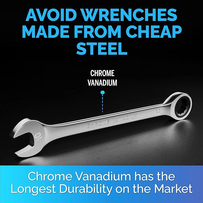 TOOLGUARDS 10mm Wrench - Ratcheting Wrench - Slim Profile - Ratchet wrench - 100% Lifetime Satisfaction Guarantee