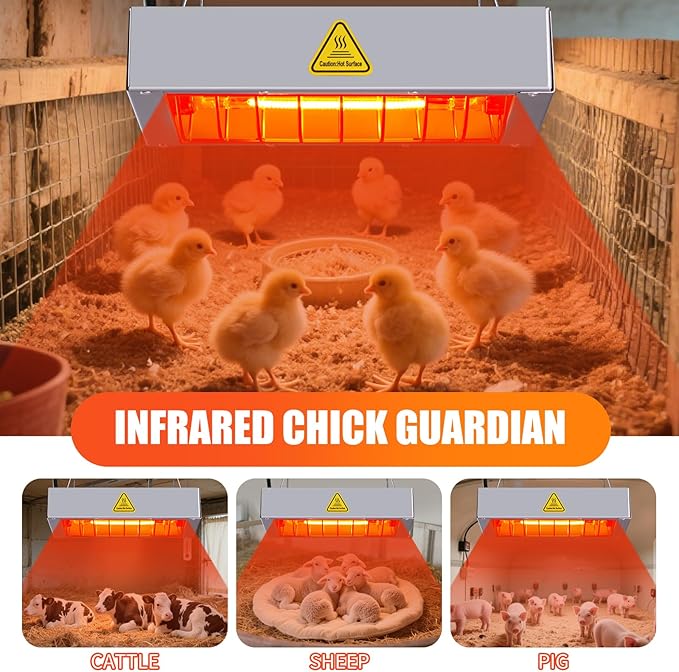 Chicken Coop Heat Lamp,400W High-Power Adjustable Chicks House Brooder Heater Warmer Lamp for Supplies Livestock,Heats Faster,Stays Hotter Longer (L9xW6xH2 inch)