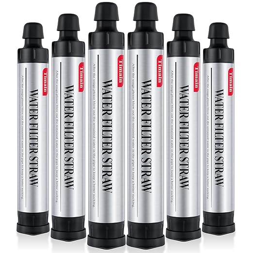 6 Pack Timain 4-Stage Filtration,High Flow Rate Water Filter Straw,Water Purifier Survival for Emergency Kits,Travel,Camping, Hiking,Fishing,Hunting (6)