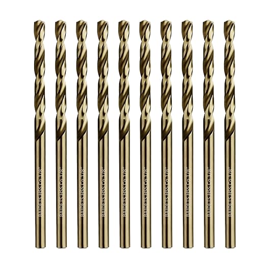 1/8" Cobalt Drill Bits 10Pcs - BAIDETS M35 1/8 Inch HSS Metal Twist Drill Bits Set for Hard Metal, Stainless Steel, Cast Iron and Other Hard Materials