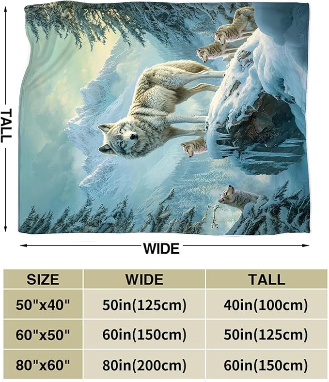 Wolf Blanket Wolves Throw Blanket Soft Warm Cozy Fuzzy Plush Gifts for Girls Women Lightweight Fleece Flannel Stuff Gift for Kids Adults 50"X40"