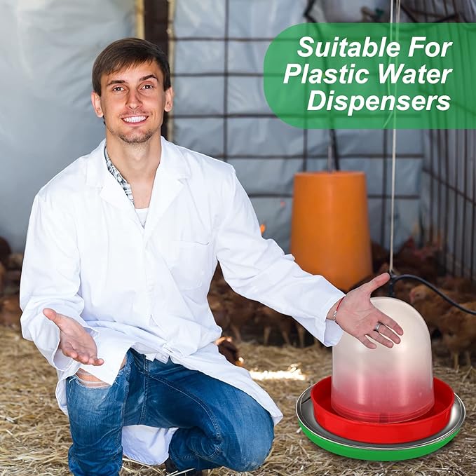 Hortsun 2 PCS Chicken Water Heater for Winter 110V 38W Poultry Drinker Heater Base Surface Temperature can Reach About 140 Fahrenheit Degree Chicken Waterer Electric Deicer Heated Base (Green)