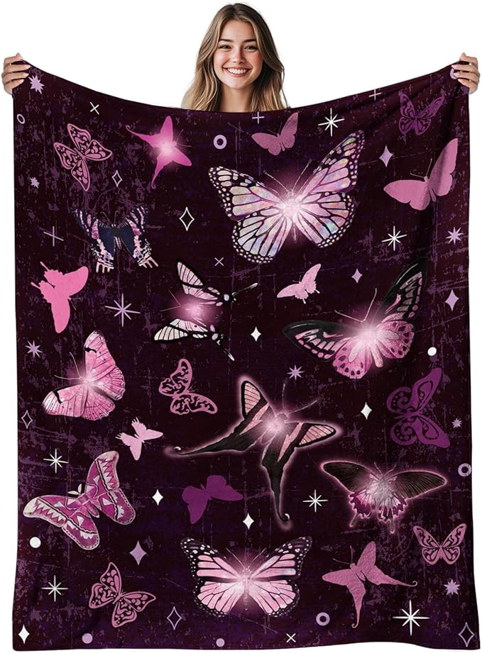 Butterfly Blanket for Butterfly Lovers, Soft Flannel Butterflies Gifts for Women, Girls, Butterflies Blanket Gifts for Adults Kids, Birthday Gifts for Christmas Thanksgiving 40x50